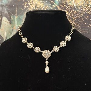 Gold and Pearl Floral Necklace